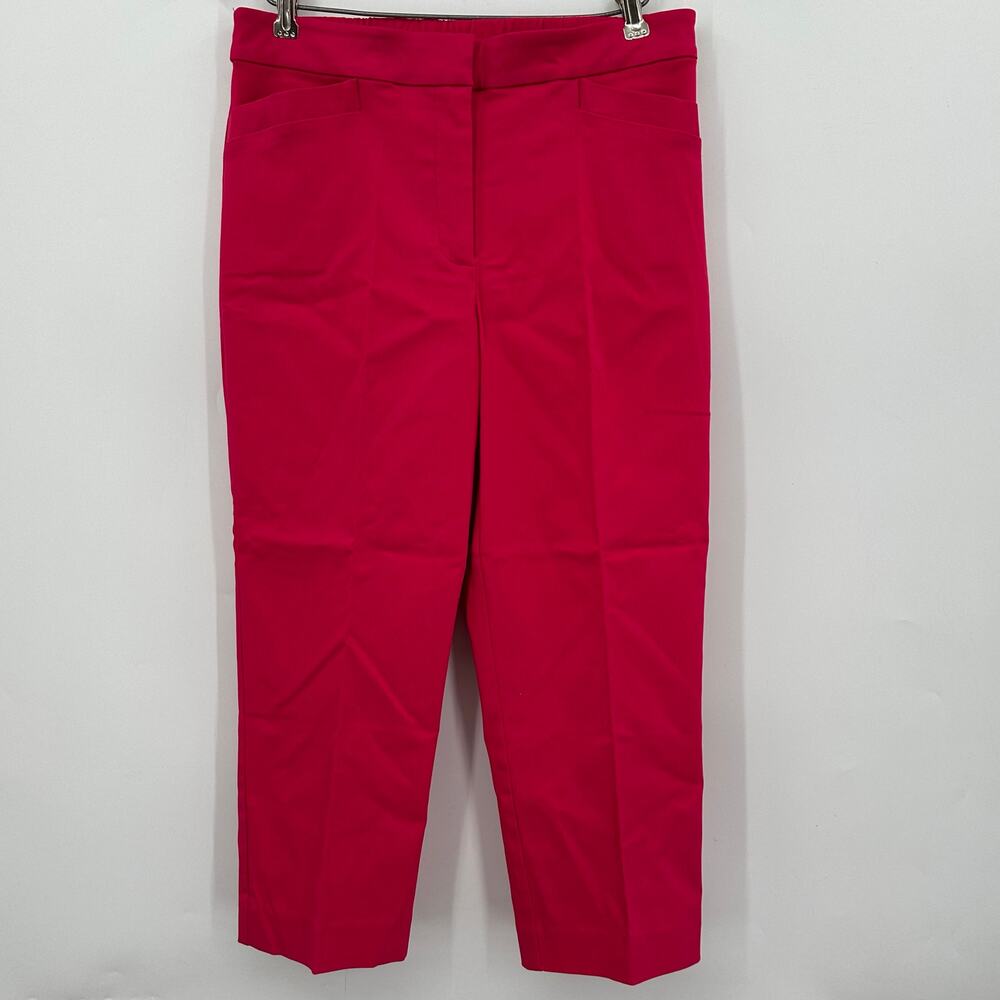Susan Graver Crop Zip Pants Trousers Dark Pink Womens Size 4 Smooth Front